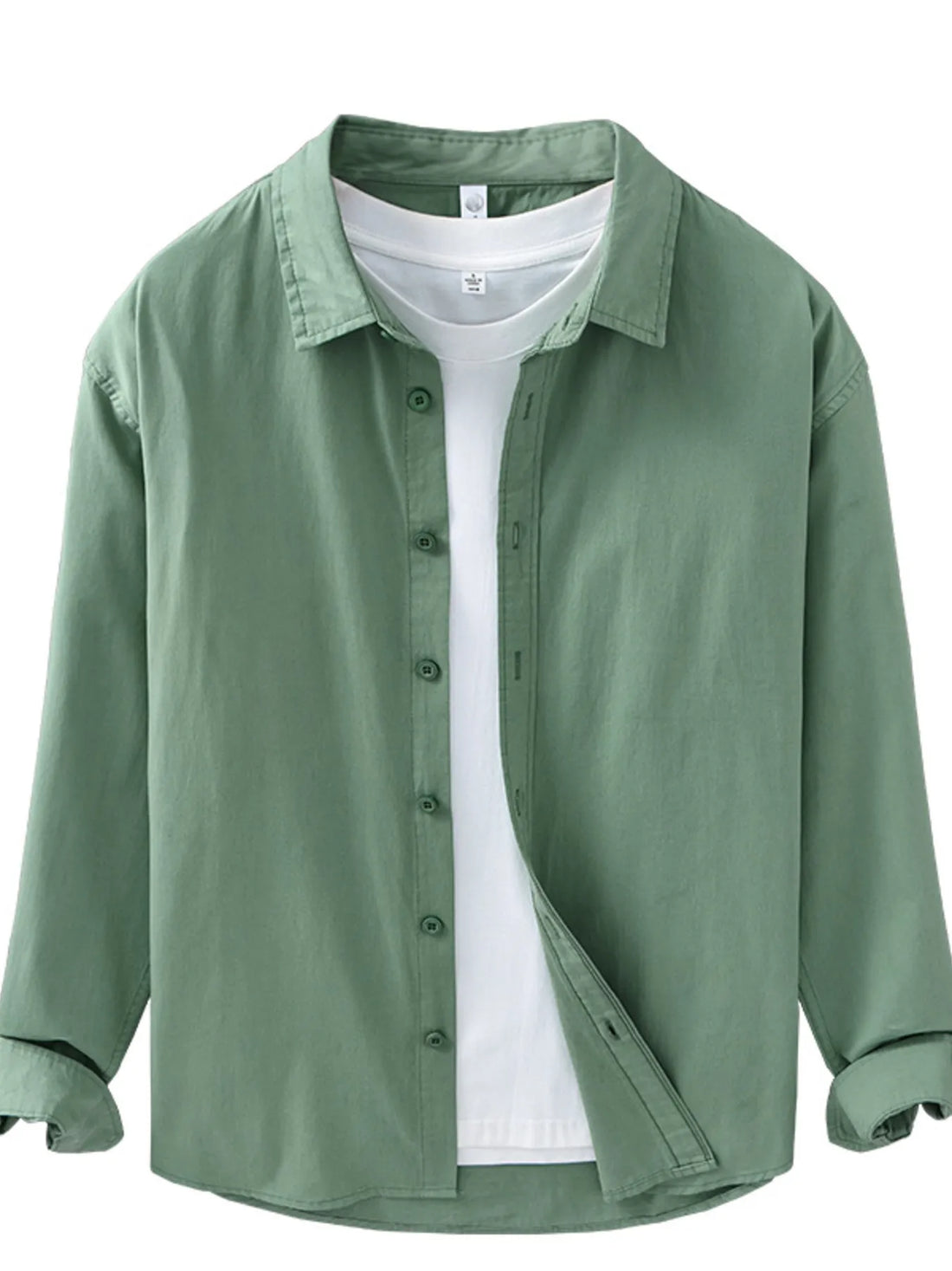 Men's Plus Size Button Up Long Sleeve Shirt - cas7m