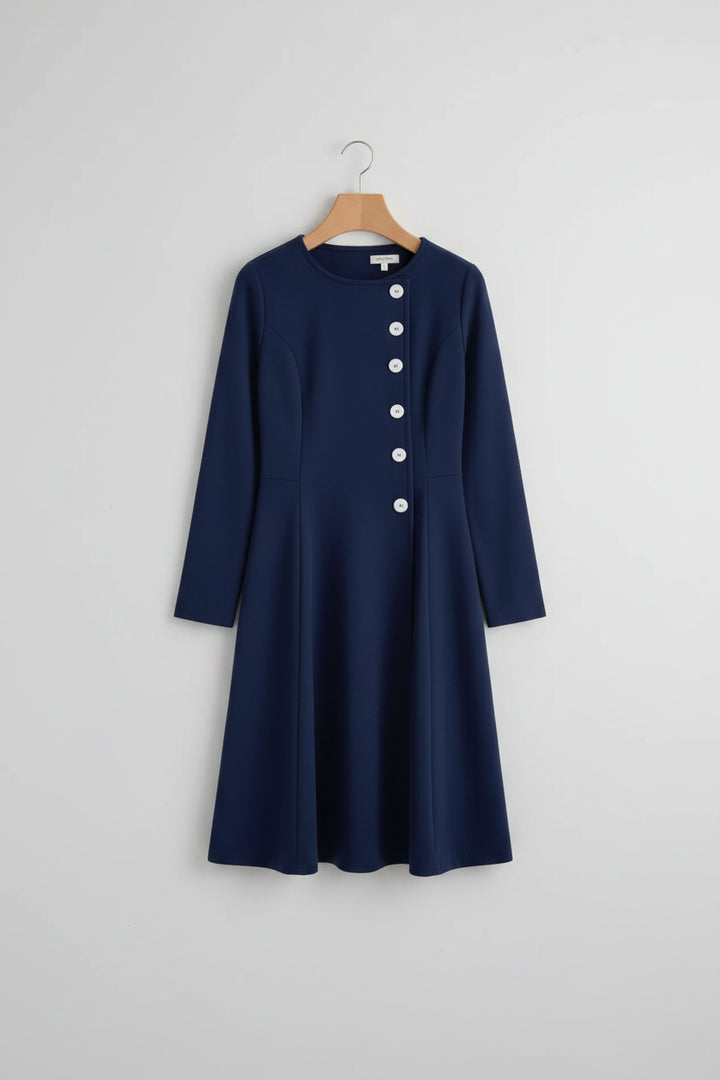 Button-Front A-Line Dress - cas7m