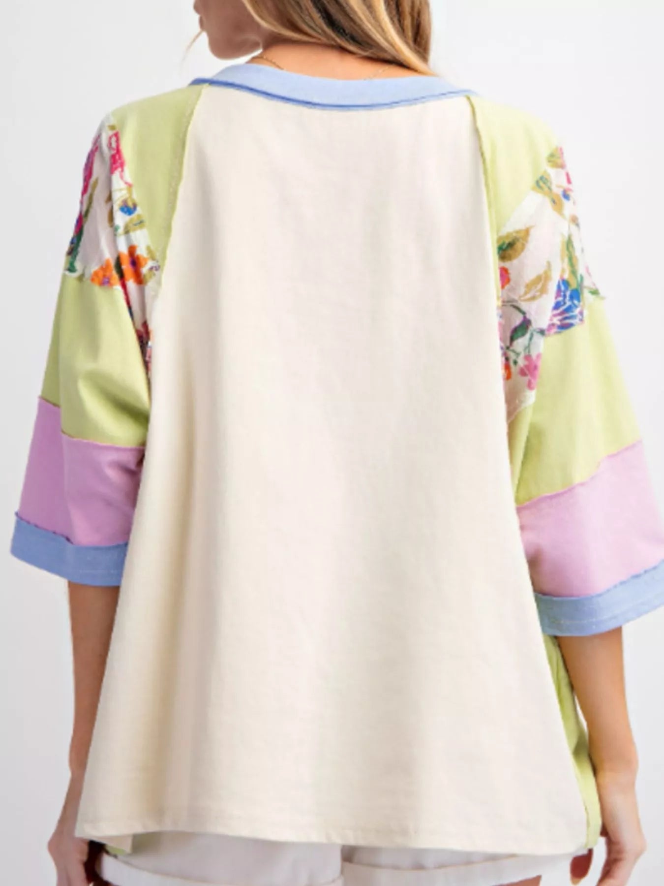 Striped Floral Long Sleeve T-Shirt - cas7m