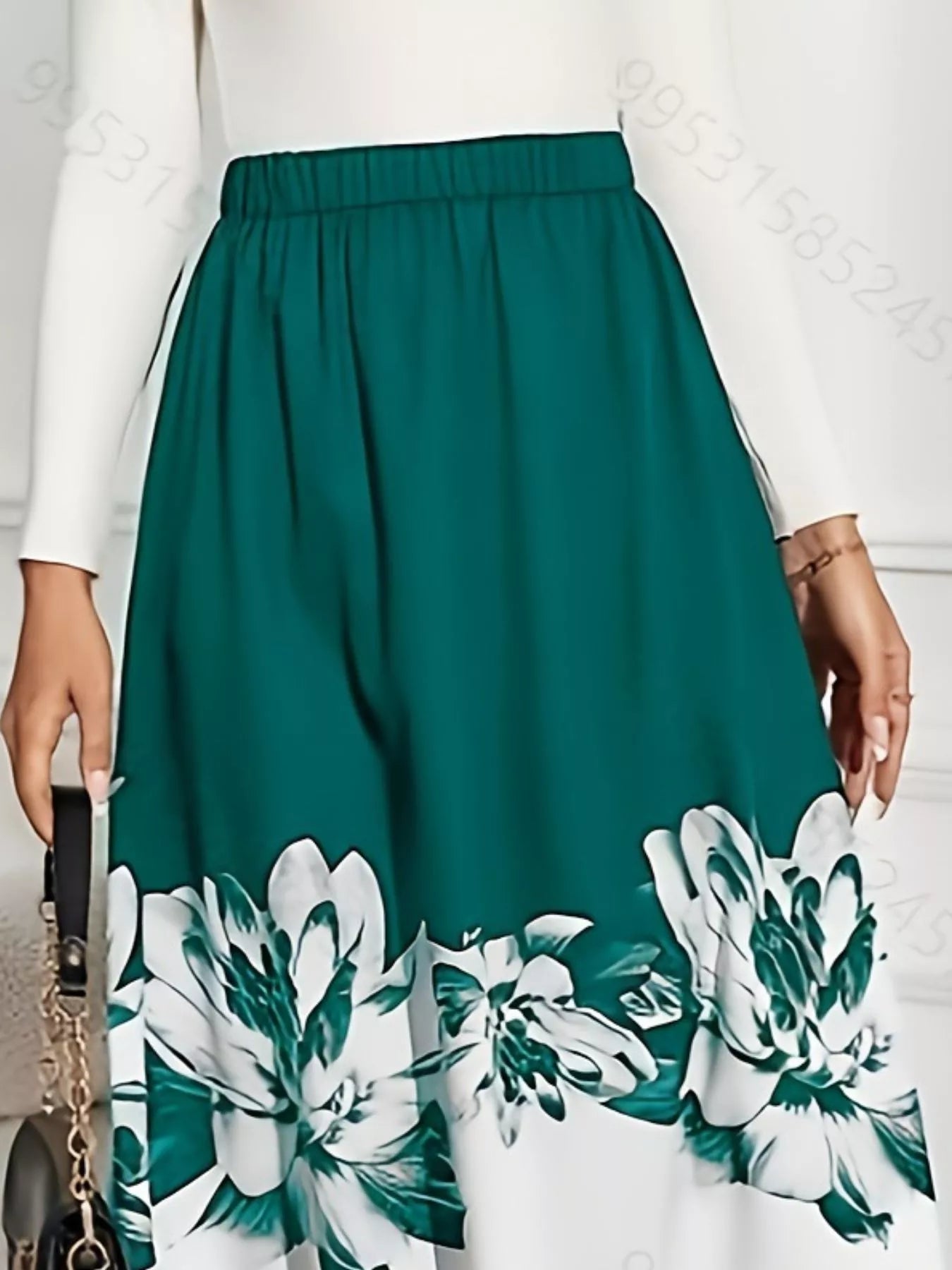 Floral Print A-Line Midi Skirt - cas7m