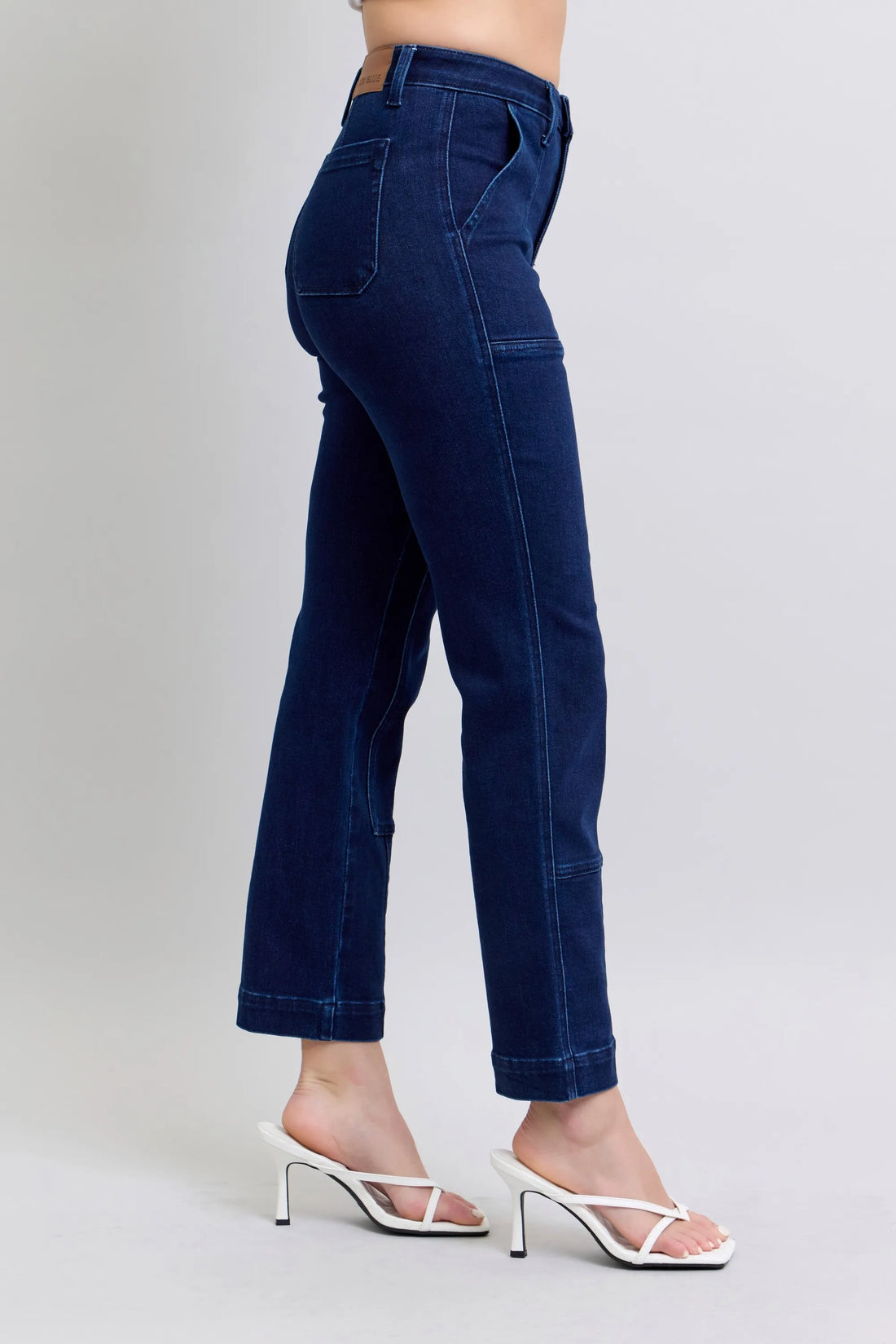 Judy Blue Full Size Hw Work Wear Knee Patch Straight Jeans Plus Size - cas7m