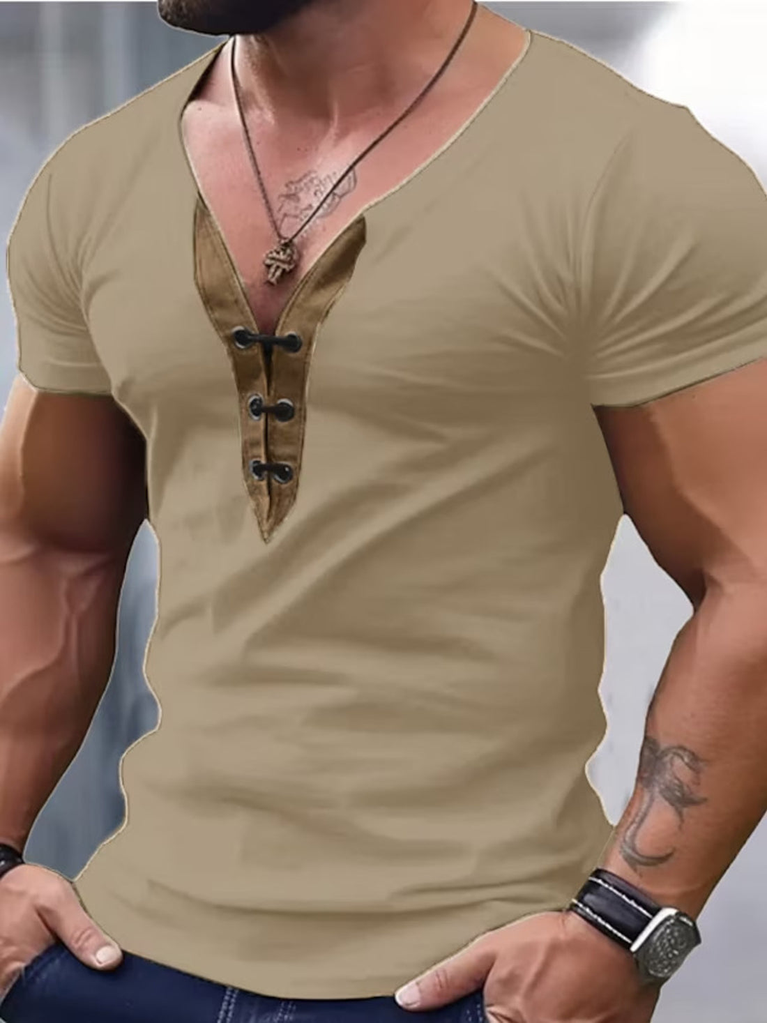 Men's Full Size Solid Color Short Sleeve T-Shirt Plus Size - cas7m