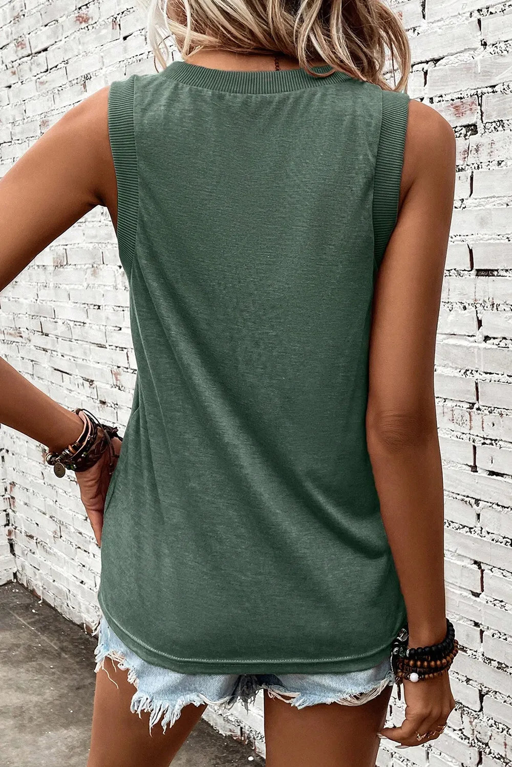V-Neck Wide Strap Tank - cas7m