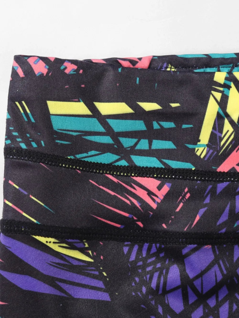 Printed Wide Waistband Active Leggings with Stirrups - cas7m