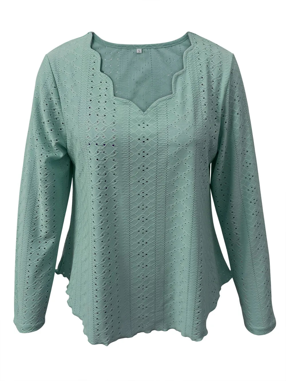 Eyelet Long Sleeve Blouse - cas7m