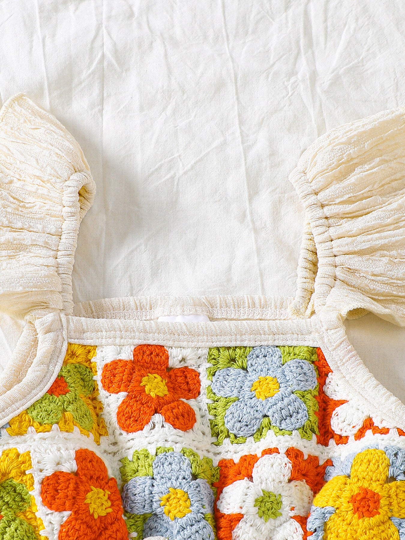 Children's Crochet Ruffle Trim Jumpsuit - cas7m