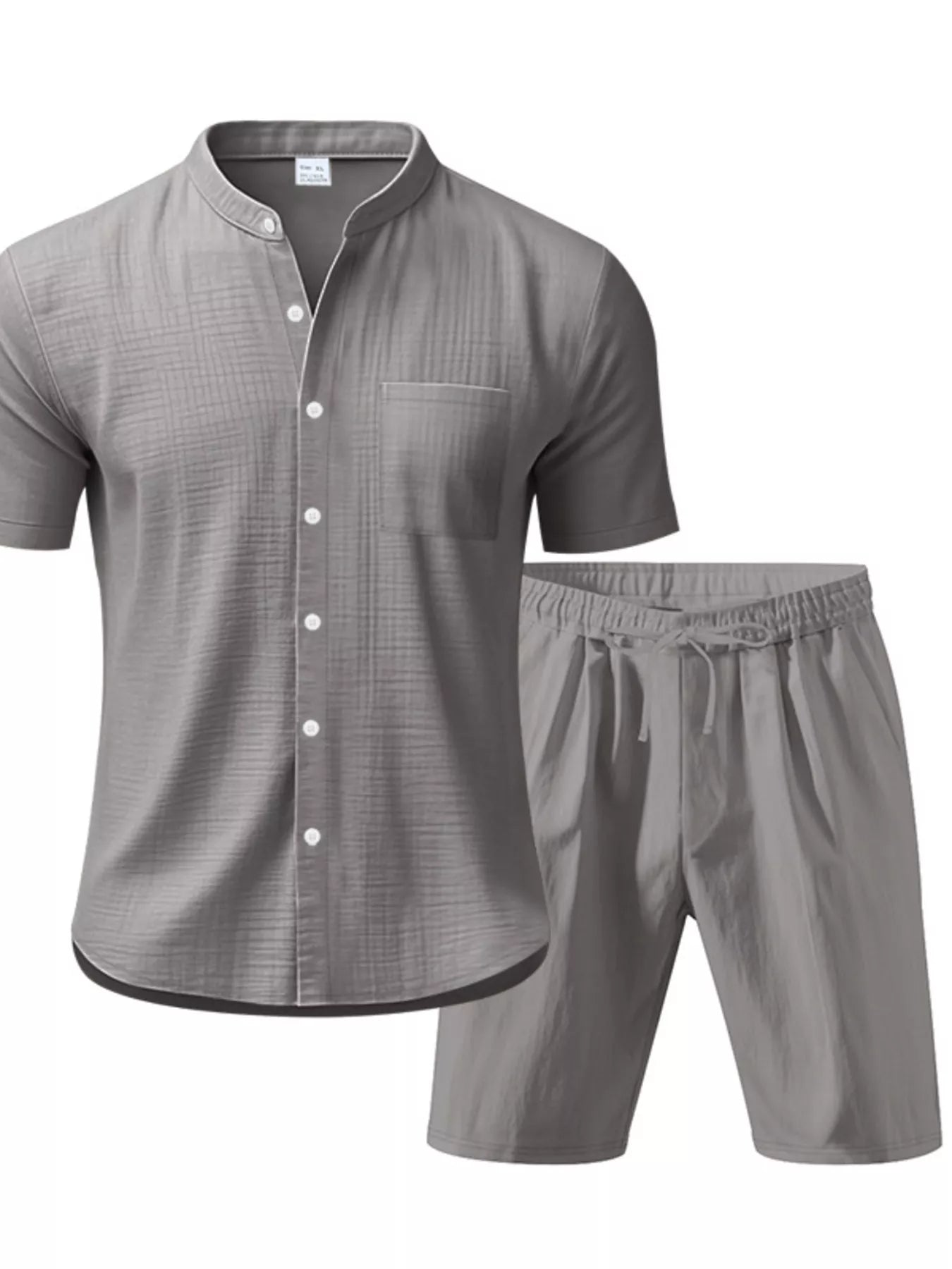 Men's Full Size Casual Short Sleeve Shirt and Shorts Set Plus Size - cas7m