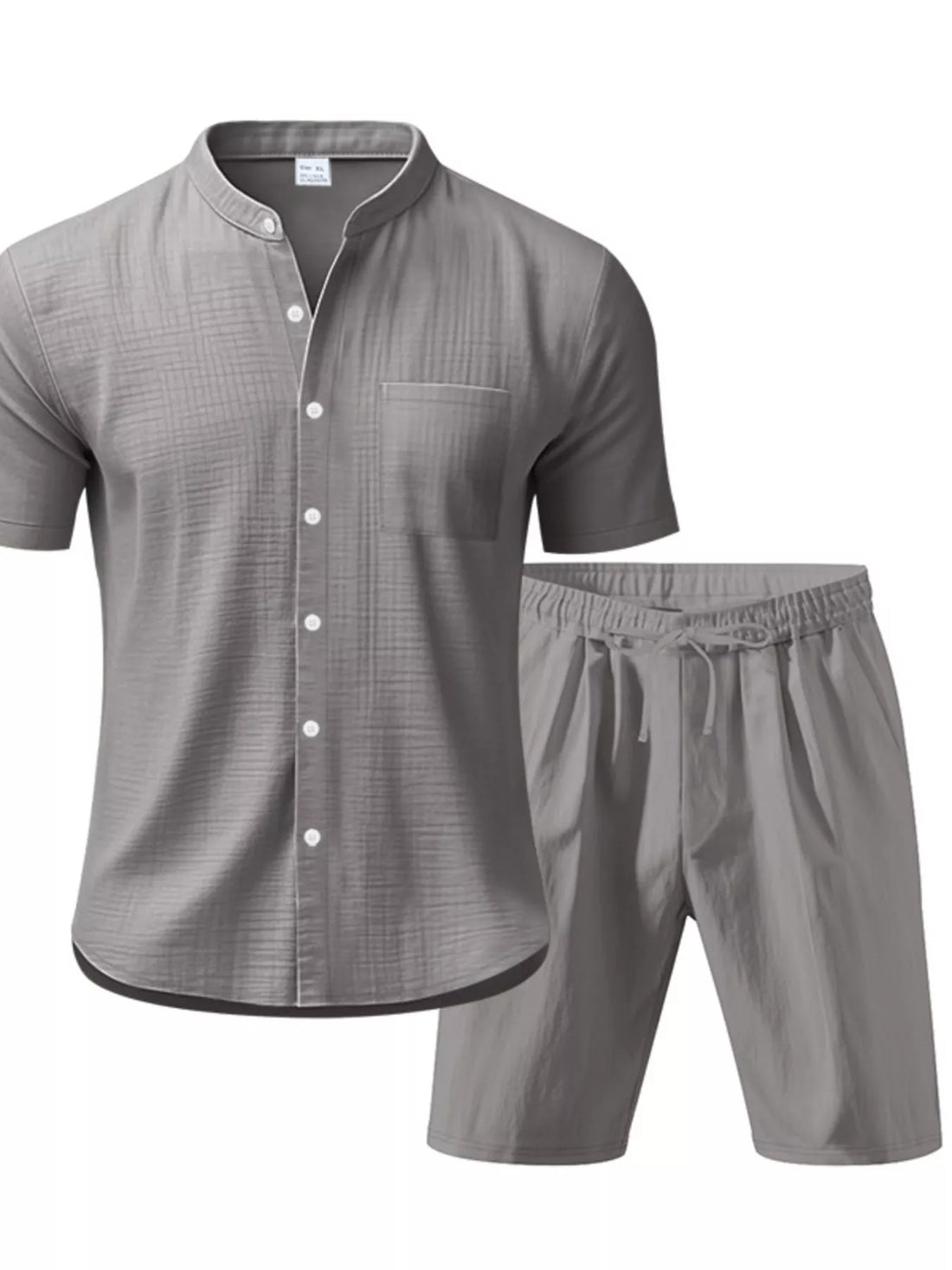 Men's Full Size Casual Short Sleeve Shirt and Shorts Set Plus Size - cas7m