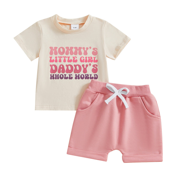 Baby Girl Letter Print Short-sleeve Suit - cas7m