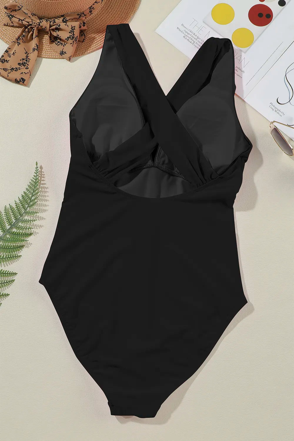Crisscross Wide Strap One-Piece Swimwear - cas7m