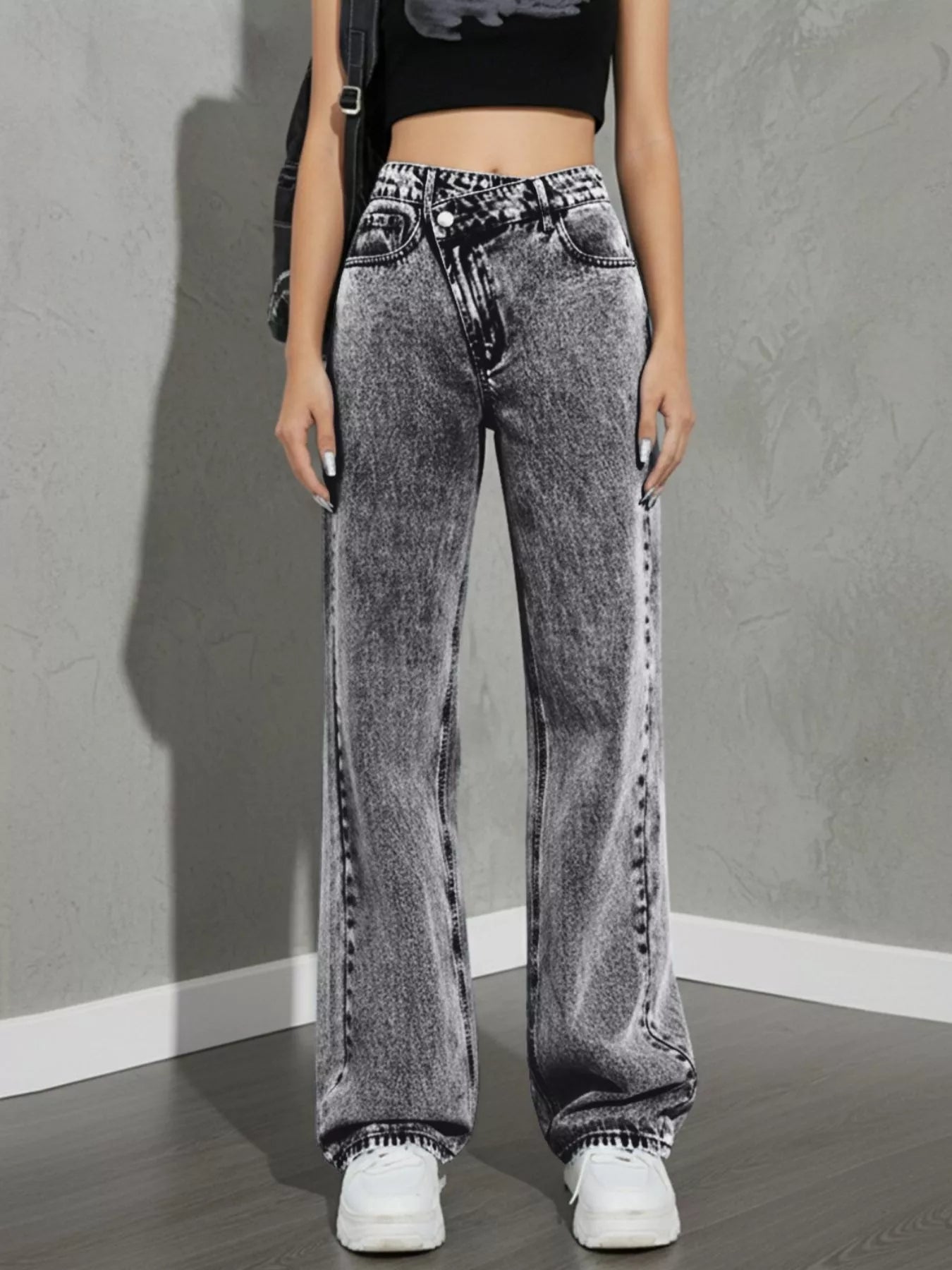 High Waist Wide Leg Jeans - cas7m