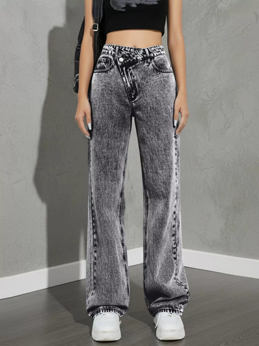 High Waist Wide Leg Jeans - cas7m