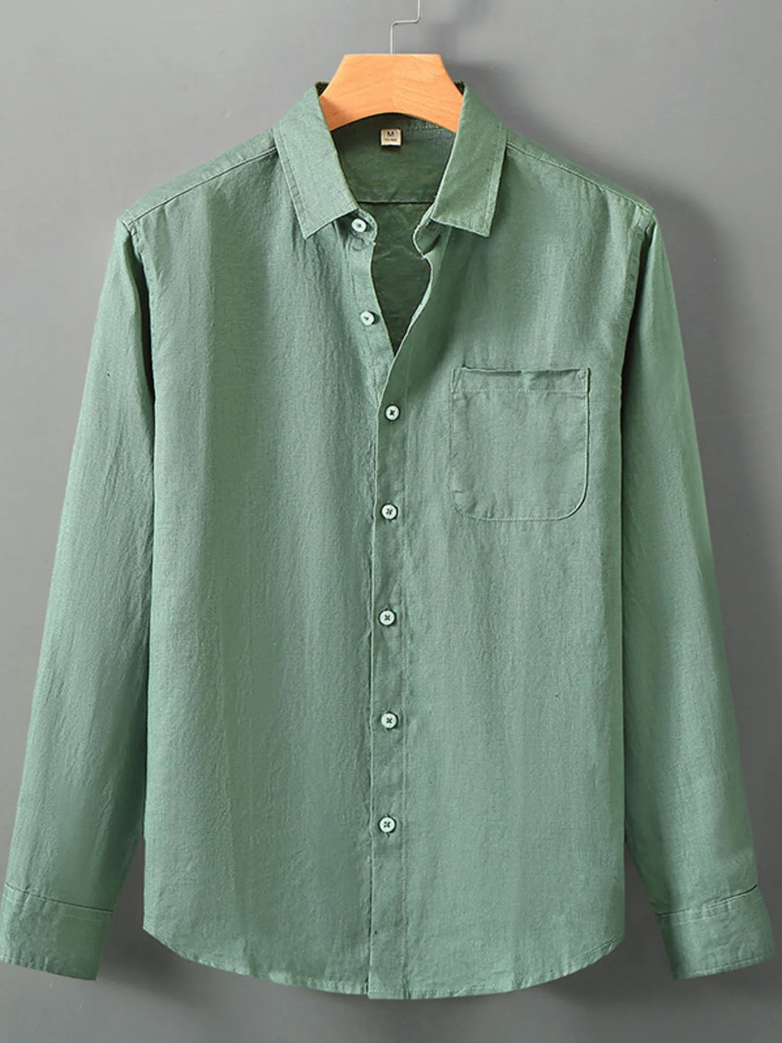 Men's Plus Size Long Sleeve Button-Up Shirt - cas7m