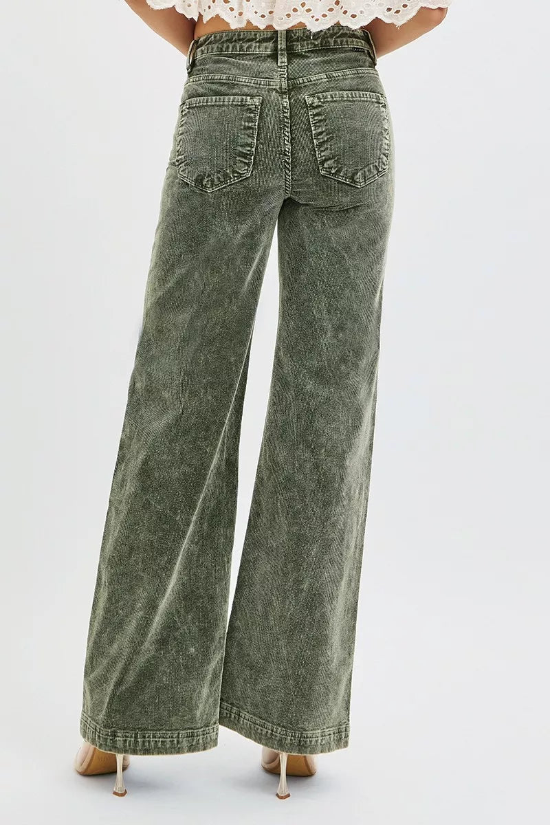 RISEN Full Size High Rise Wide Leg Corduroy Jeans Plus Size - cas7m