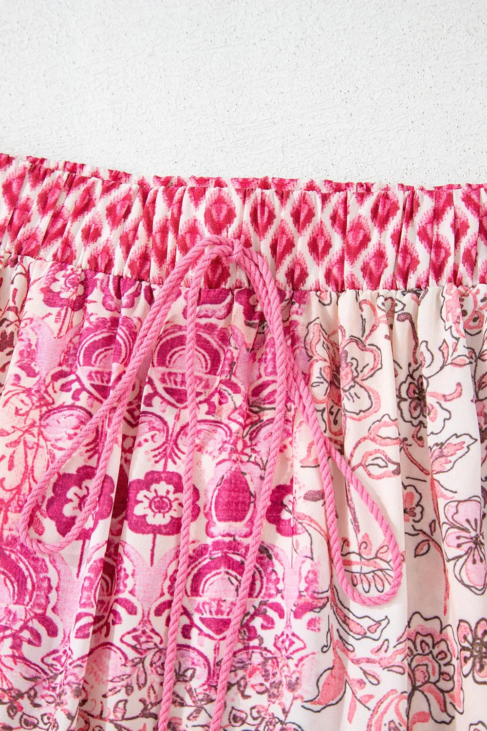 Printed Tassel Drawstring High Waist Maxi Skirt - cas7m