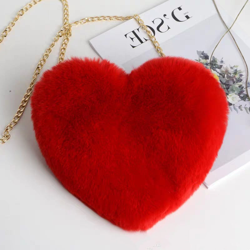 Love Bags For Women Plush Chain Shoulder Bags Valentine's Day Party Bag - cas7m
