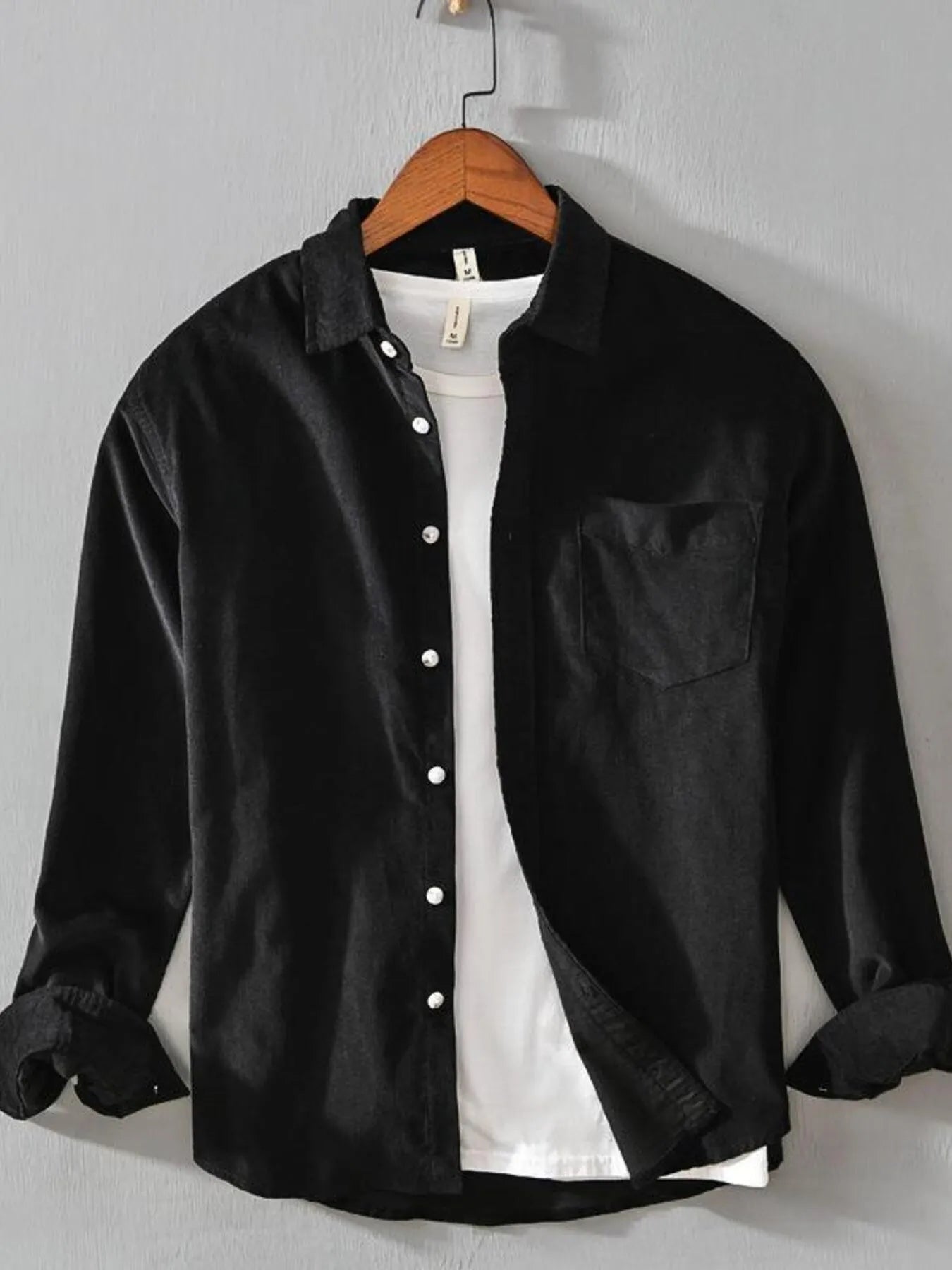 Men's Plus Size Button Up Long Sleeve Shirt - cas7m