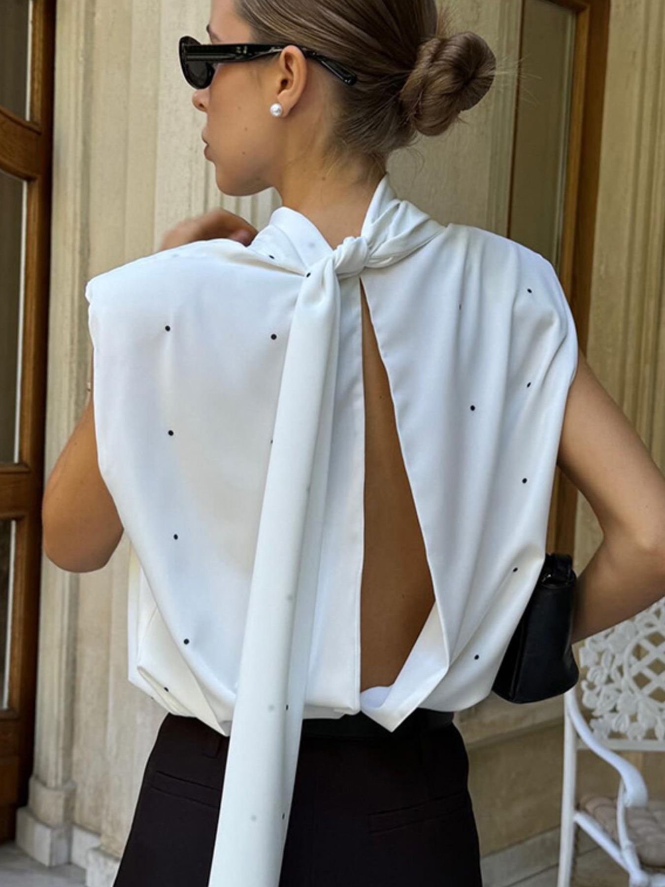 Polka Dot High Neck Tank - cas7m