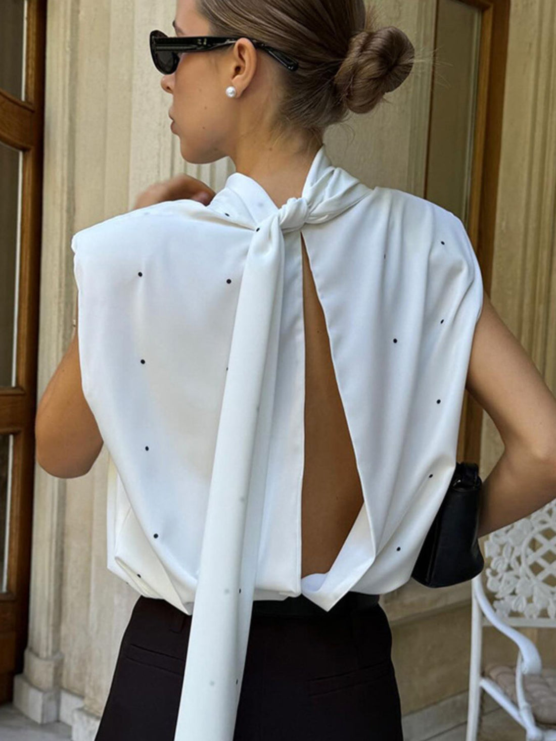 Polka Dot High Neck Tank - cas7m