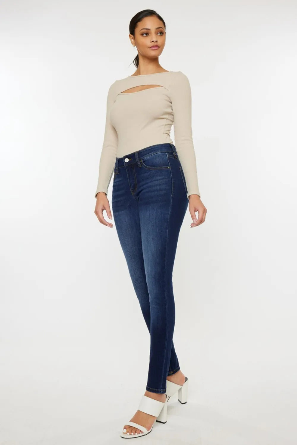 Kancan Mid Rise Gradient Skinny Jeans - cas7m