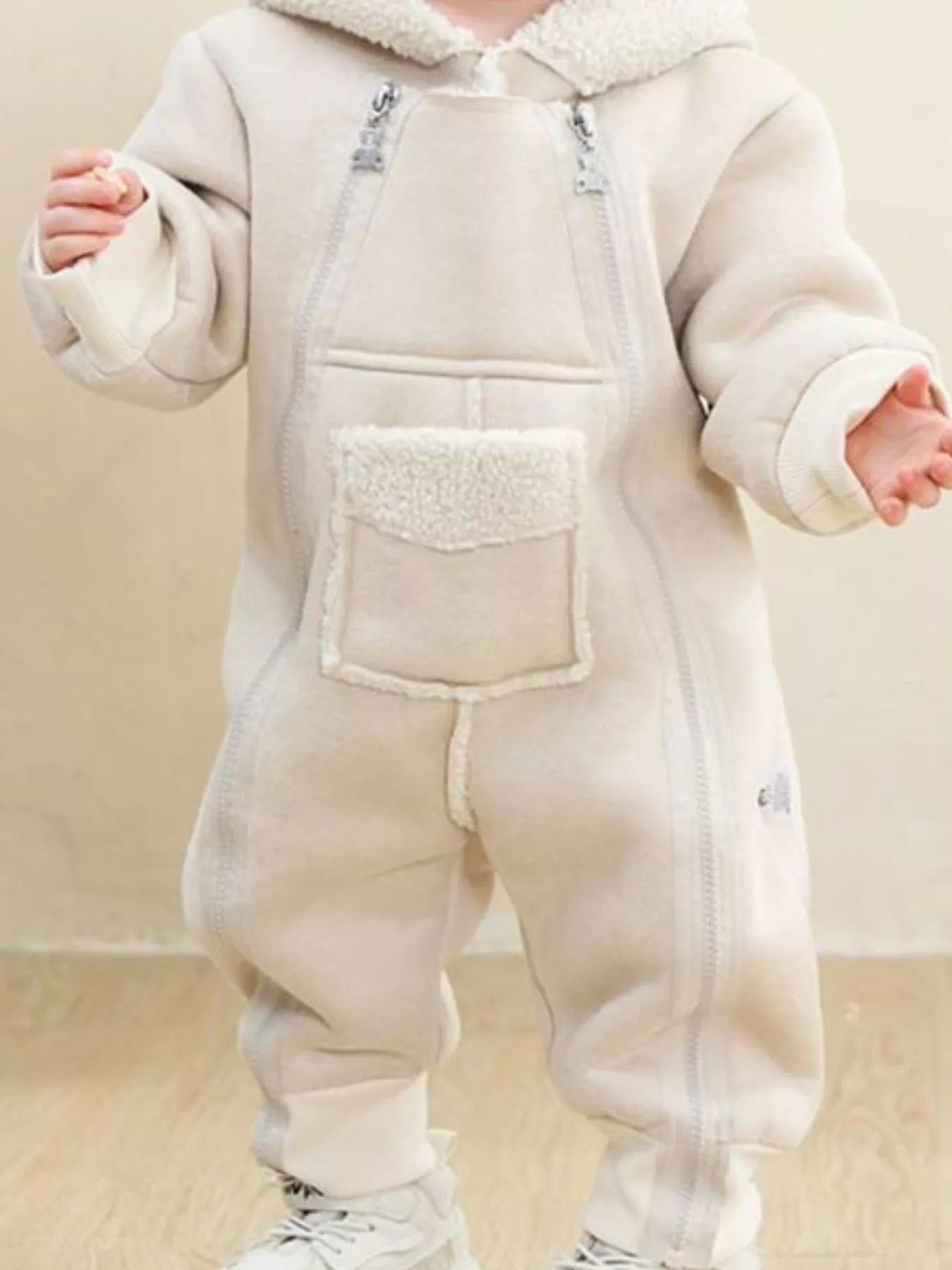 Children's Fleece Hooded One-Piece Jumpsuit - cas7m