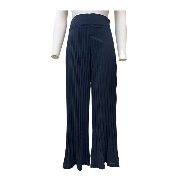 Polyester European And American Ladies Fashion Temperament Pleated Long Wide-leg Pants - cas7m