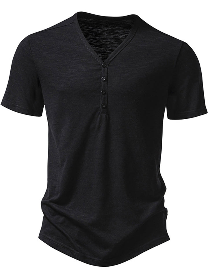 Men's Casual Button Detail T-Shirt - cas7m