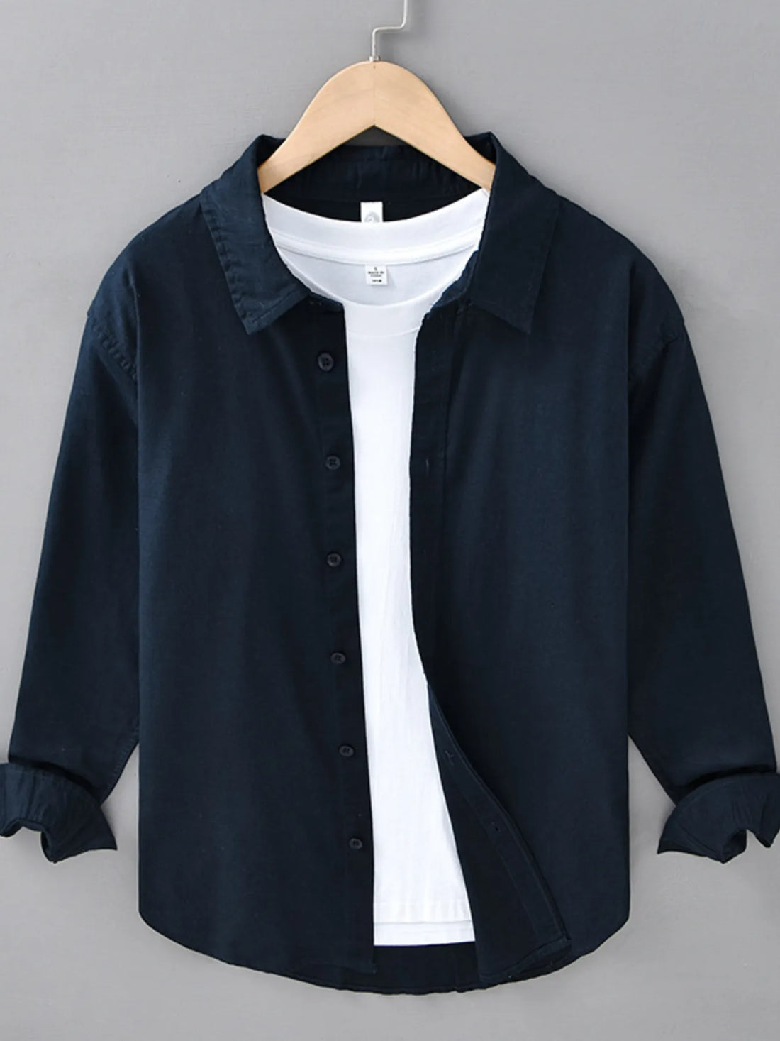 Men's Plus Size Button Up Long Sleeve Shirt - cas7m
