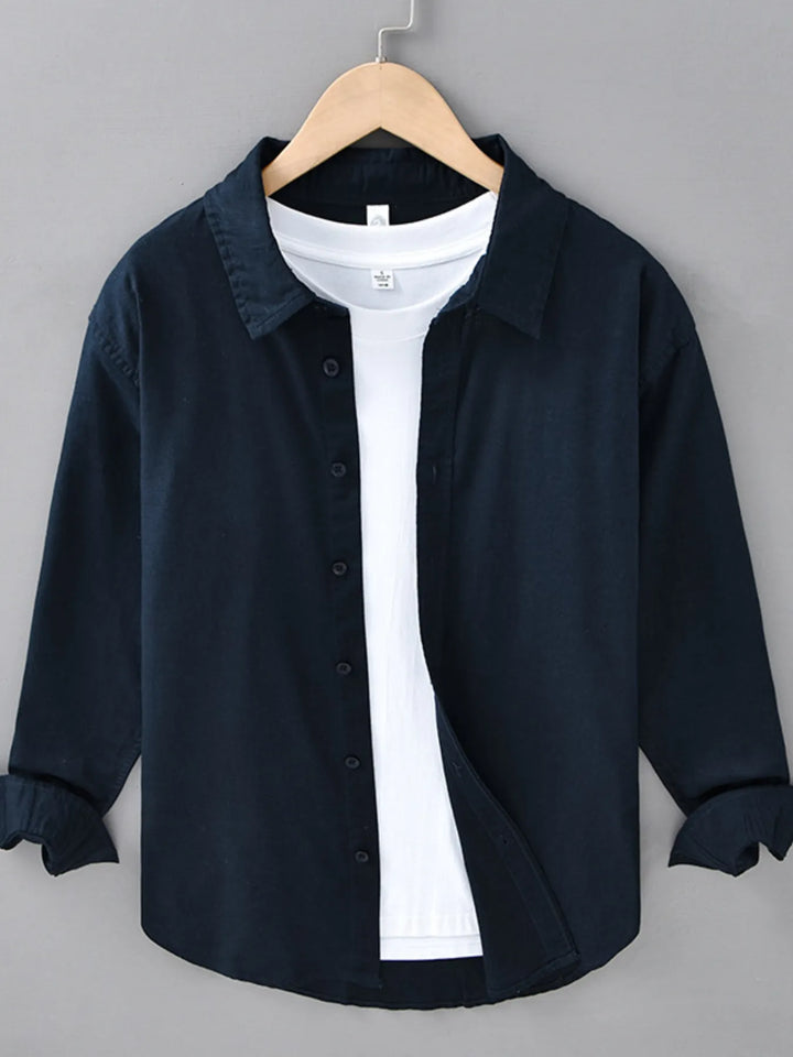 Men's Plus Size Button Up Long Sleeve Shirt - cas7m