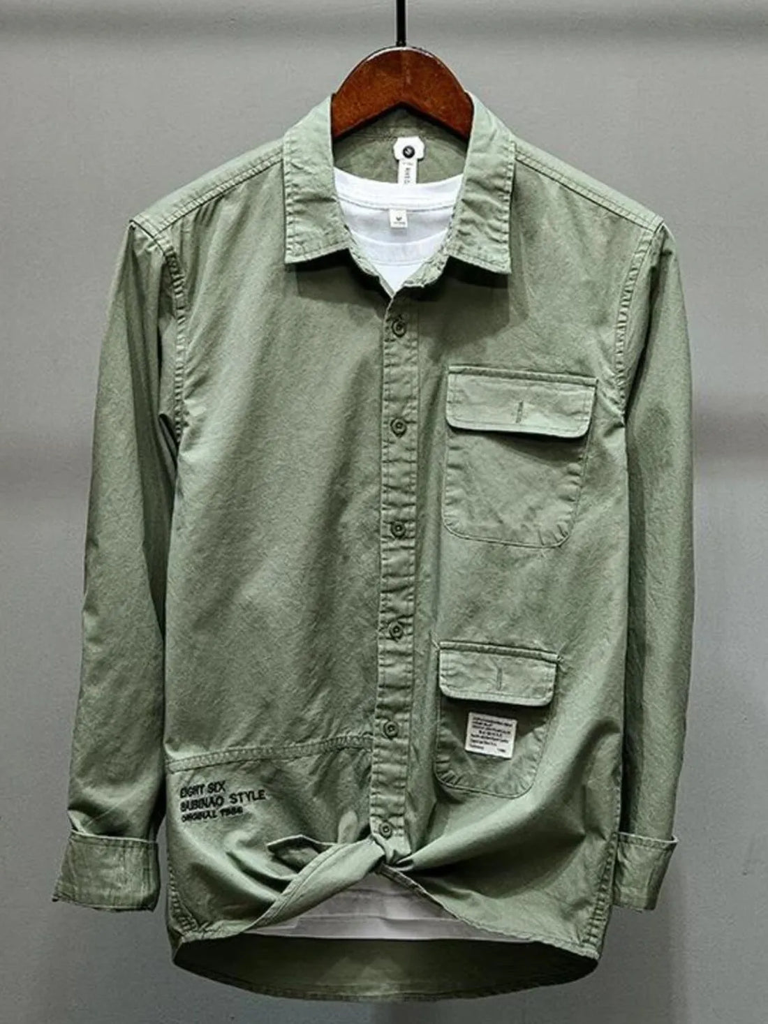 Men's Plus Size Button Up Long Sleeve Shirt - cas7m