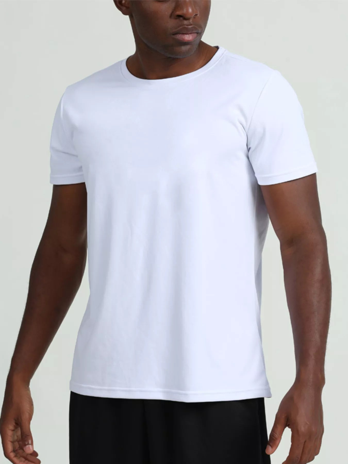 Men's Plus Size Solid Color Round Neck T-Shirt - cas7m