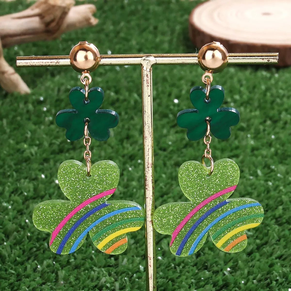 Lucky Clover Dangle Earrings - cas7m