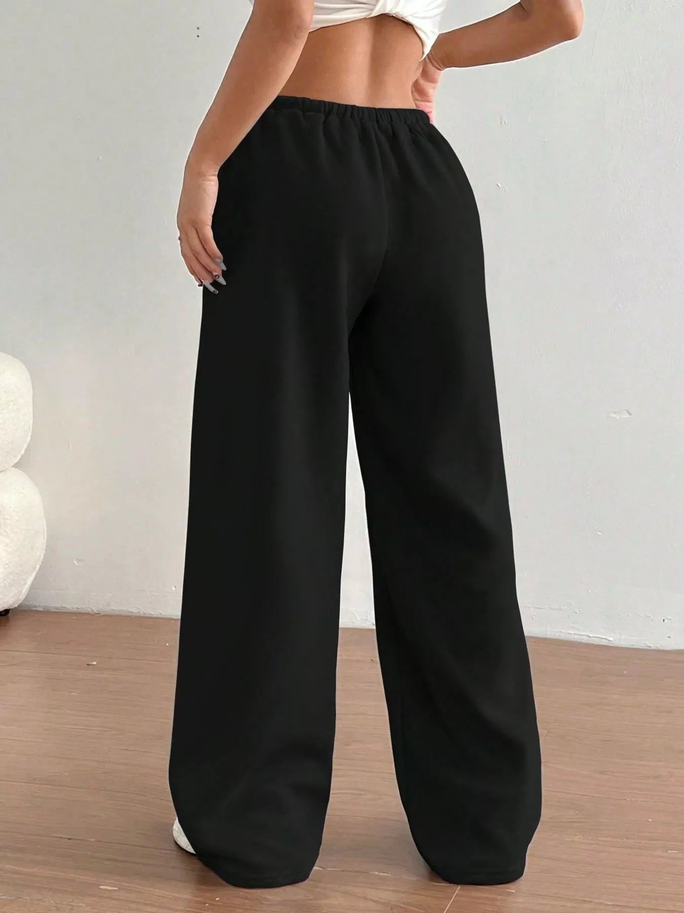 Casual Drawstring High Waist Wide Leg Sweatpants - cas7m