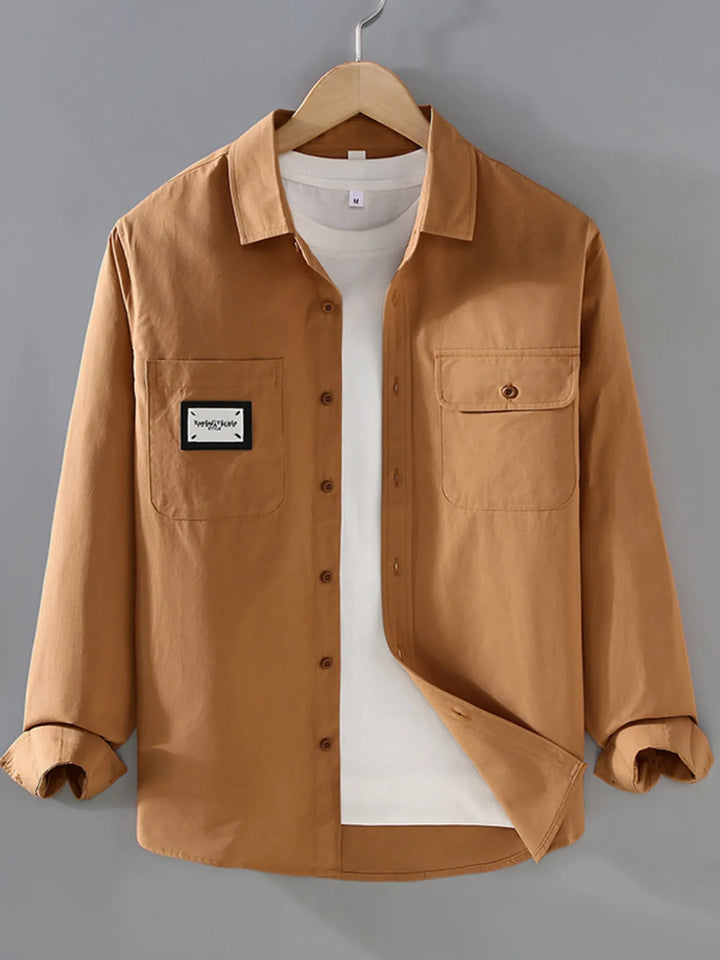 Men's Plus Size Button Up Long Sleeve Shirt - cas7m