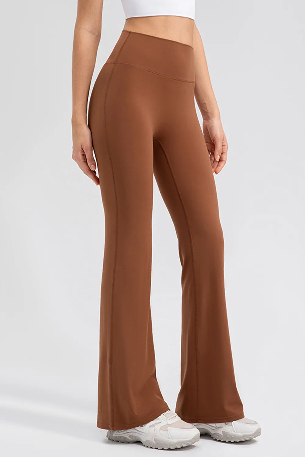 Wide Waistband High Waist Bootcut Active Leggings - cas7m