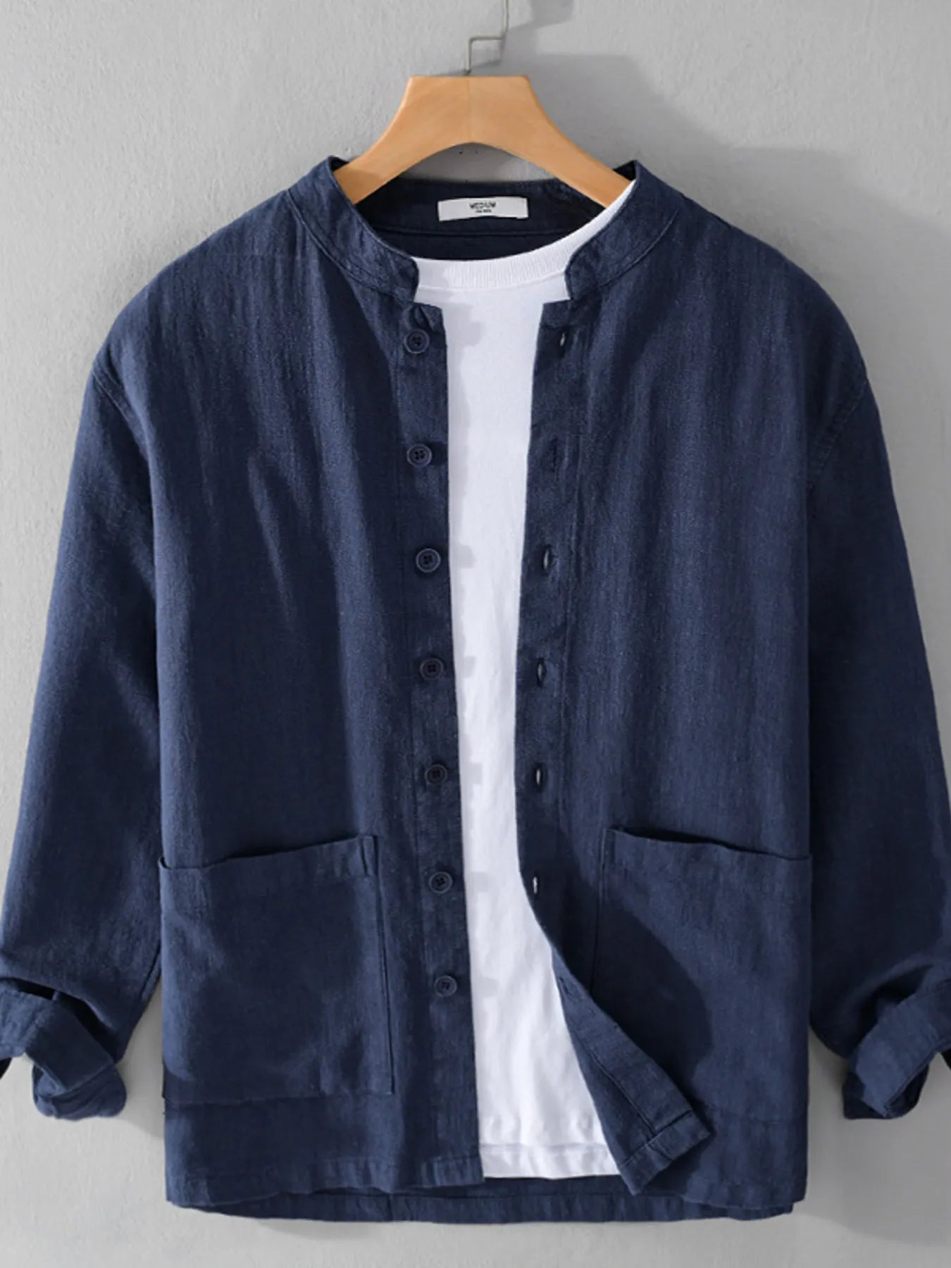 Men's Plus Size Button Up Long Sleeve Shirt - cas7m