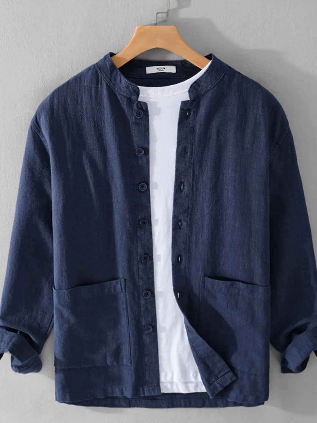 Men's Plus Size Button Up Long Sleeve Shirt - cas7m