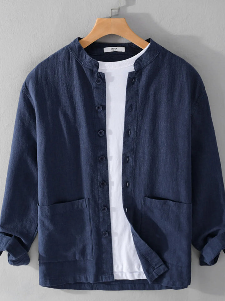 Men's Plus Size Button Up Long Sleeve Shirt - cas7m