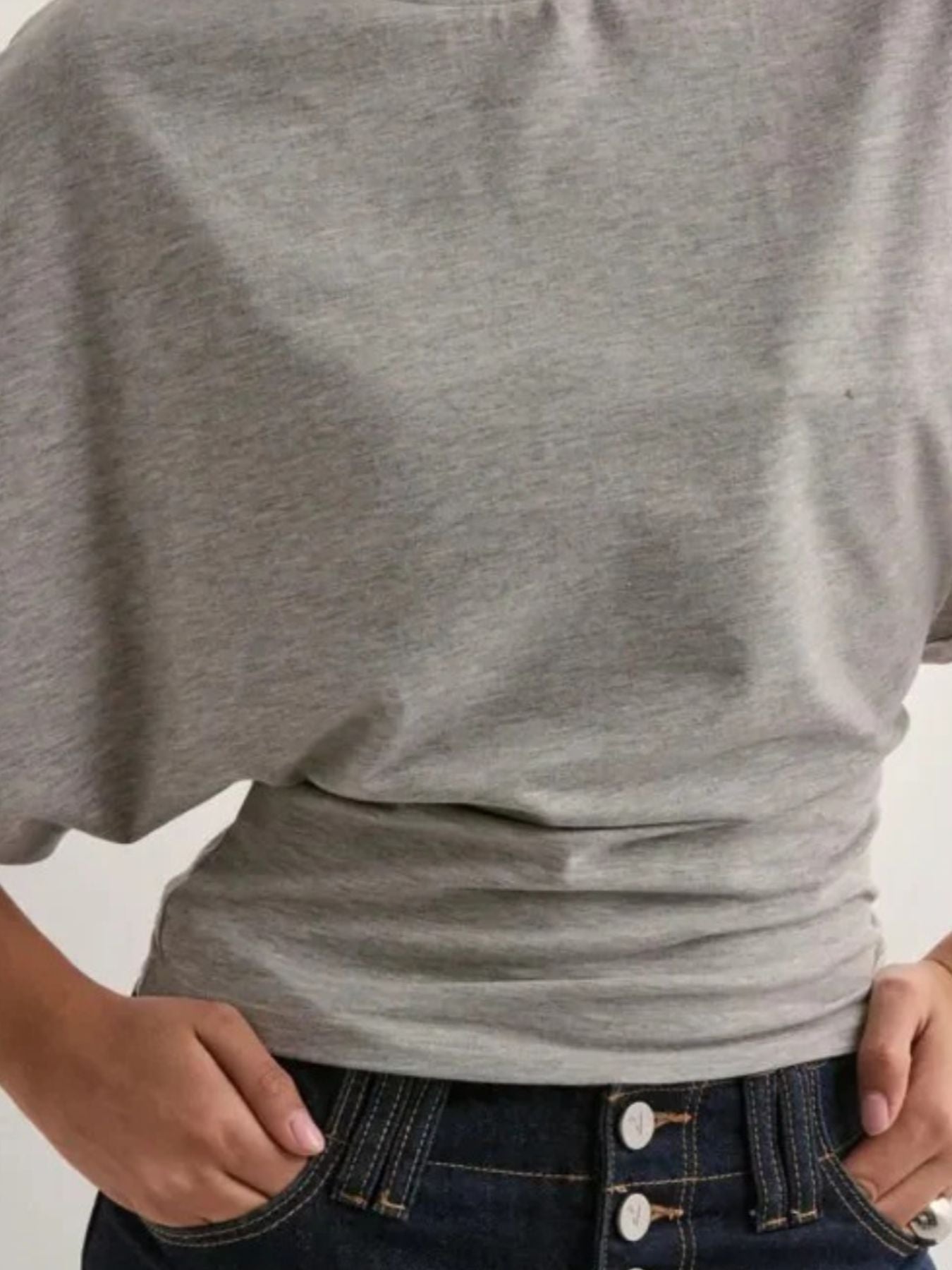 Batwing Sleeve Fitted Waist T-Shirt - cas7m