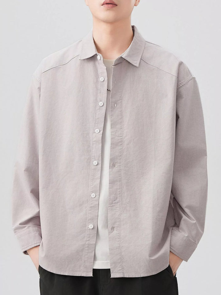 Men's Plus Size Button Up Long Sleeve Shirt - cas7m