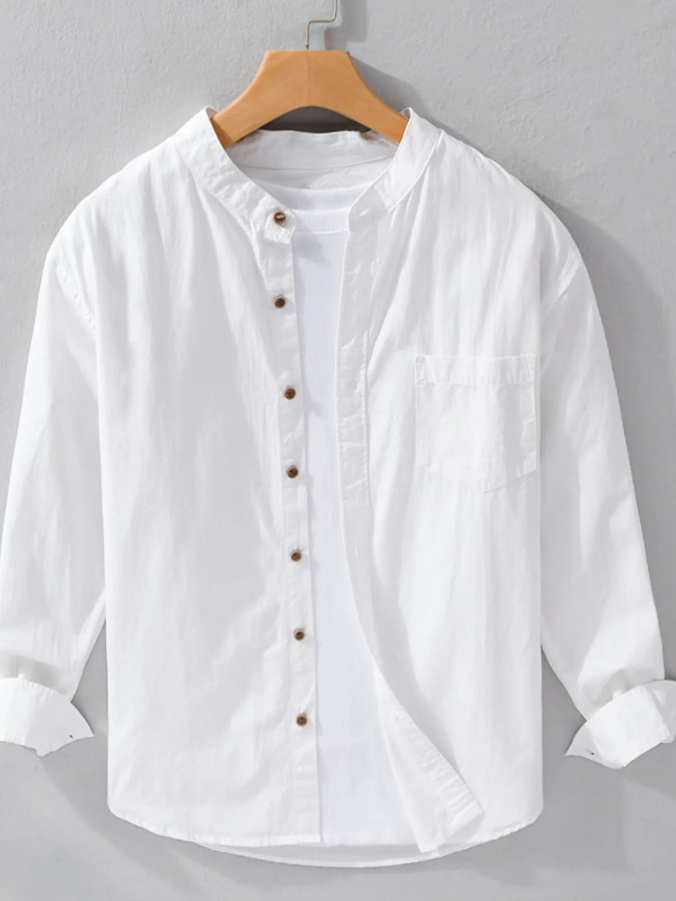 Men's Plus Size Button Up Long Sleeve Shirt - cas7m