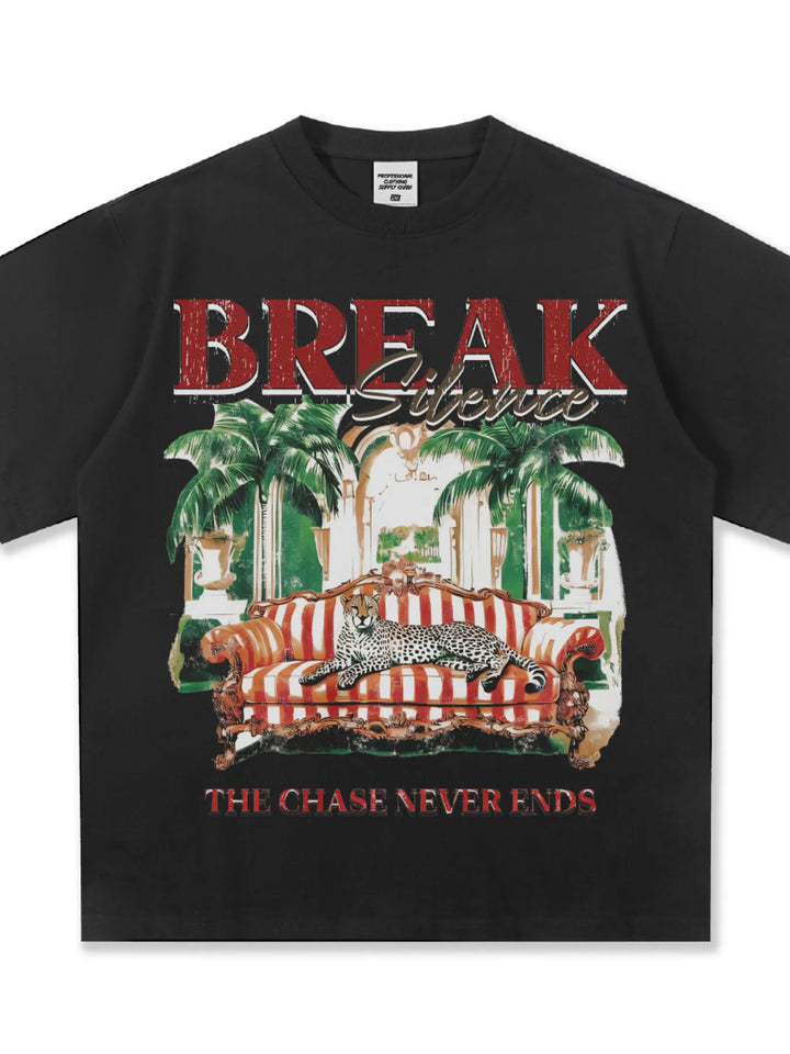 Men's Graphic Round Neck Oversized T-Shirt - cas7m