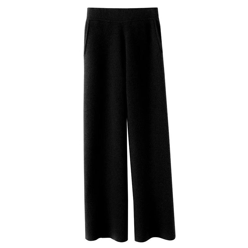 Women's Casual Wide-leg Wool Pants - cas7m