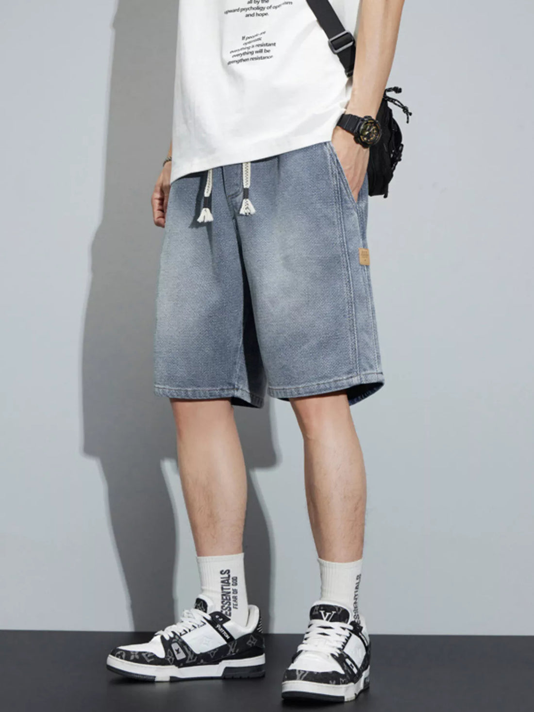 Men's Full Size Casual Loose Fit Denim Shorts Plus Size - cas7m