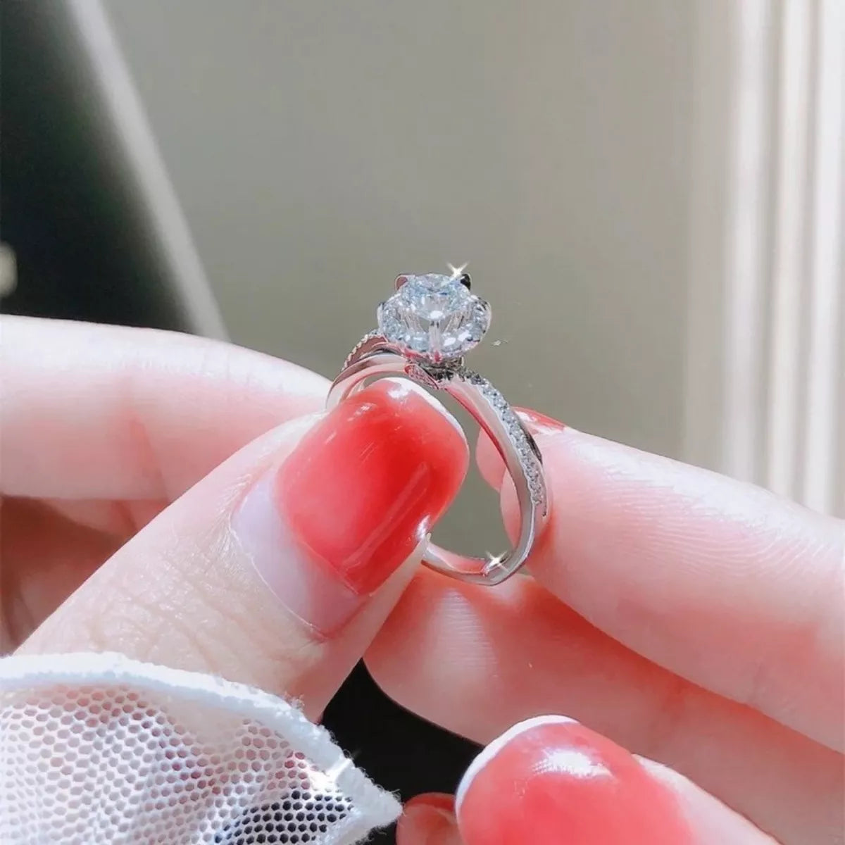 1 Carat 925 Sterling Silver Moissanite Ring - cas7m