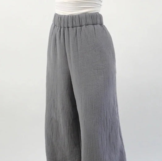 Large Size Summer Silk Ice Wide Leg Pants Women's High Waist Slimming Loose - cas7m