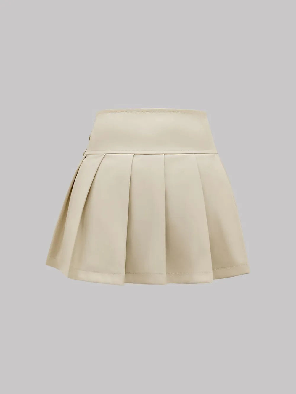 Buckle Decor Pleated Mini Skirt - cas7m