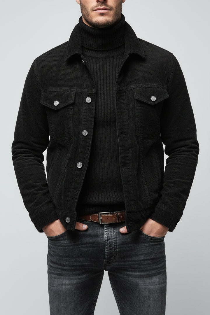 Men's Full Size Corduroy Button-Down Jacket Plus Size - cas7m