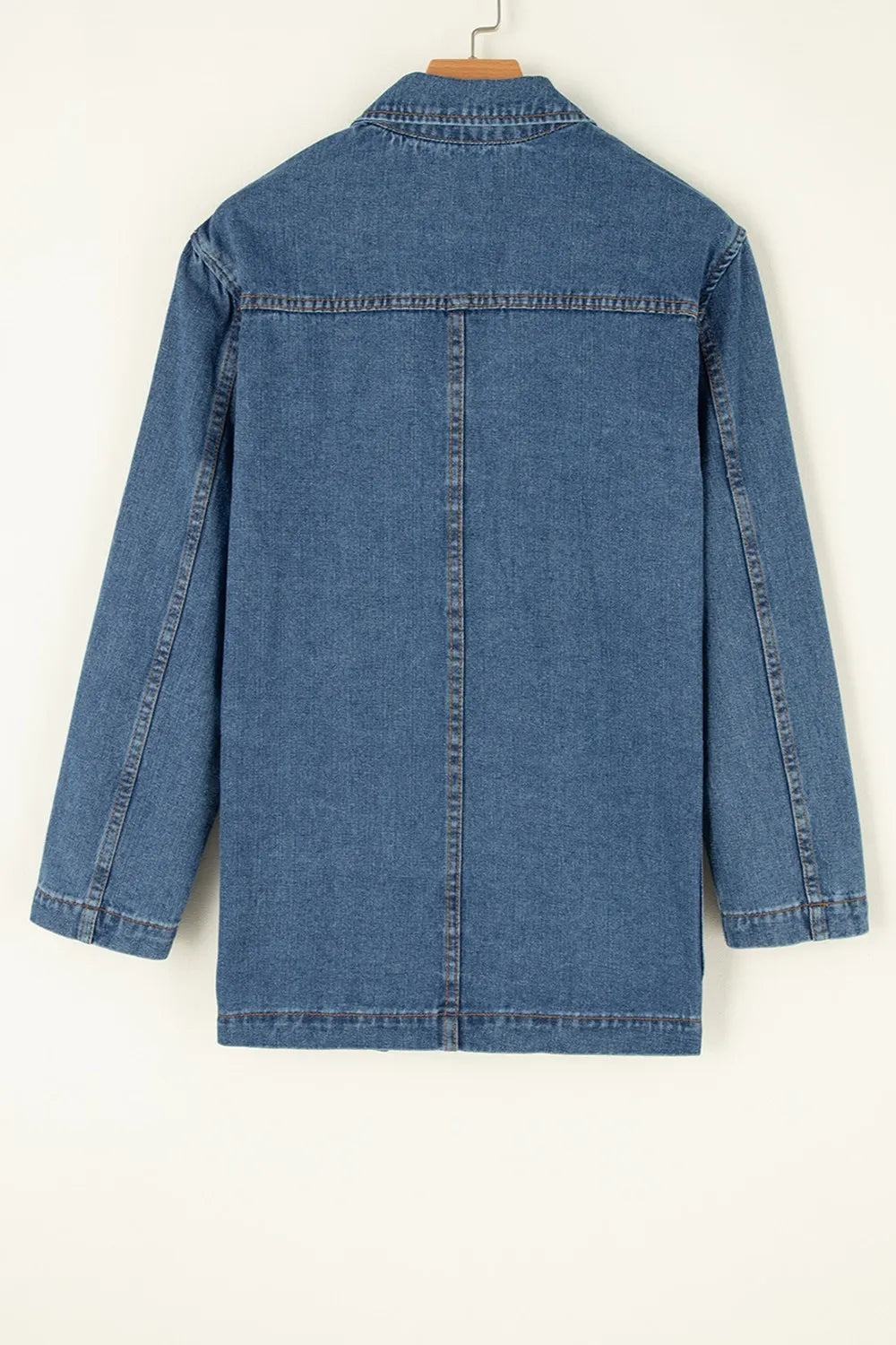 Pocketed Long Sleeve Denim Jacket - cas7m