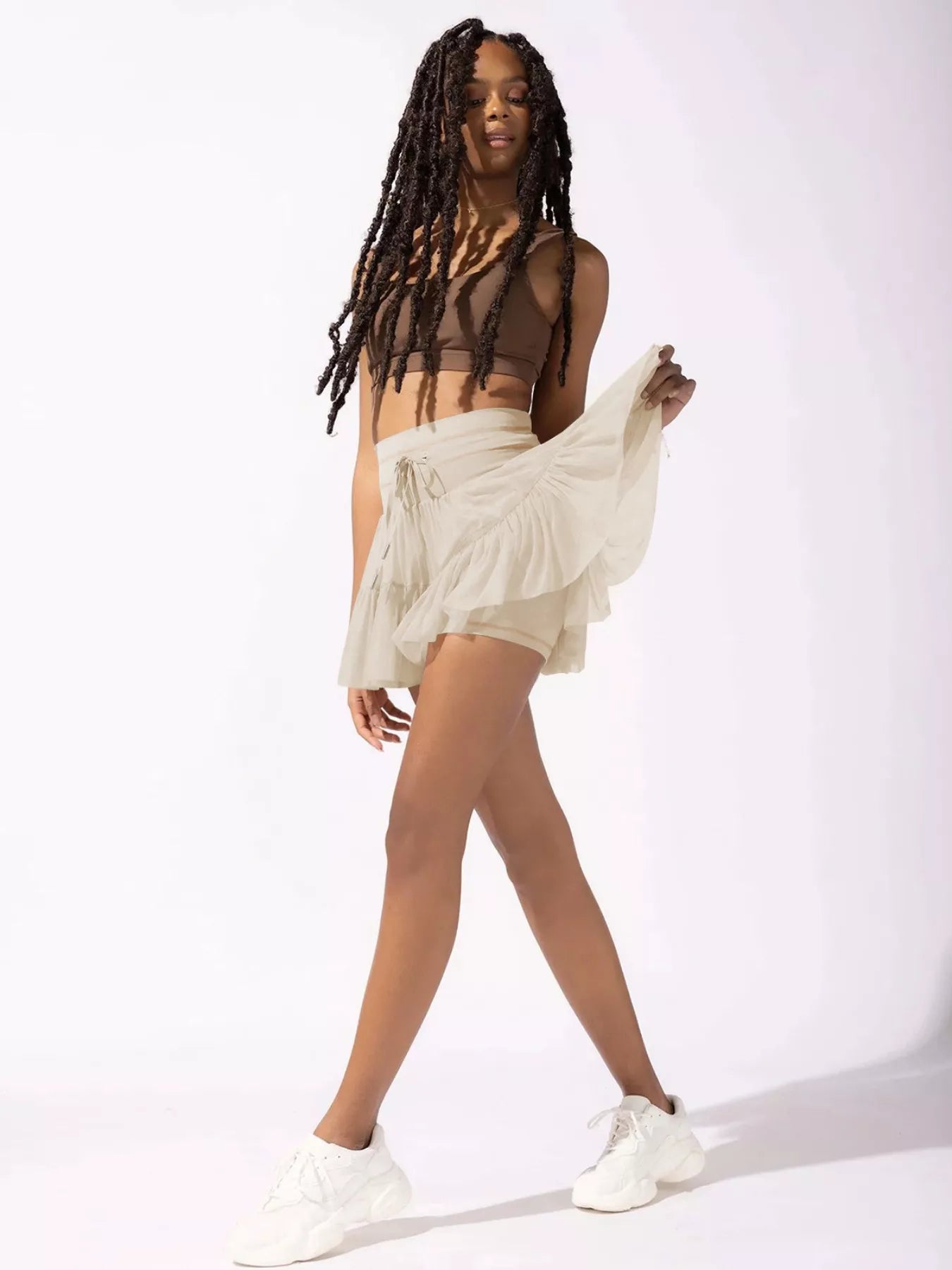 Tiered Skort with Drawstring - cas7m
